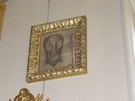 2023-07-21 omnica, koci w. Wawrzyca z XVIII w. Na cienkim jedwabiu wizerunek Jezusa Chrystusa w formie veraiconu.